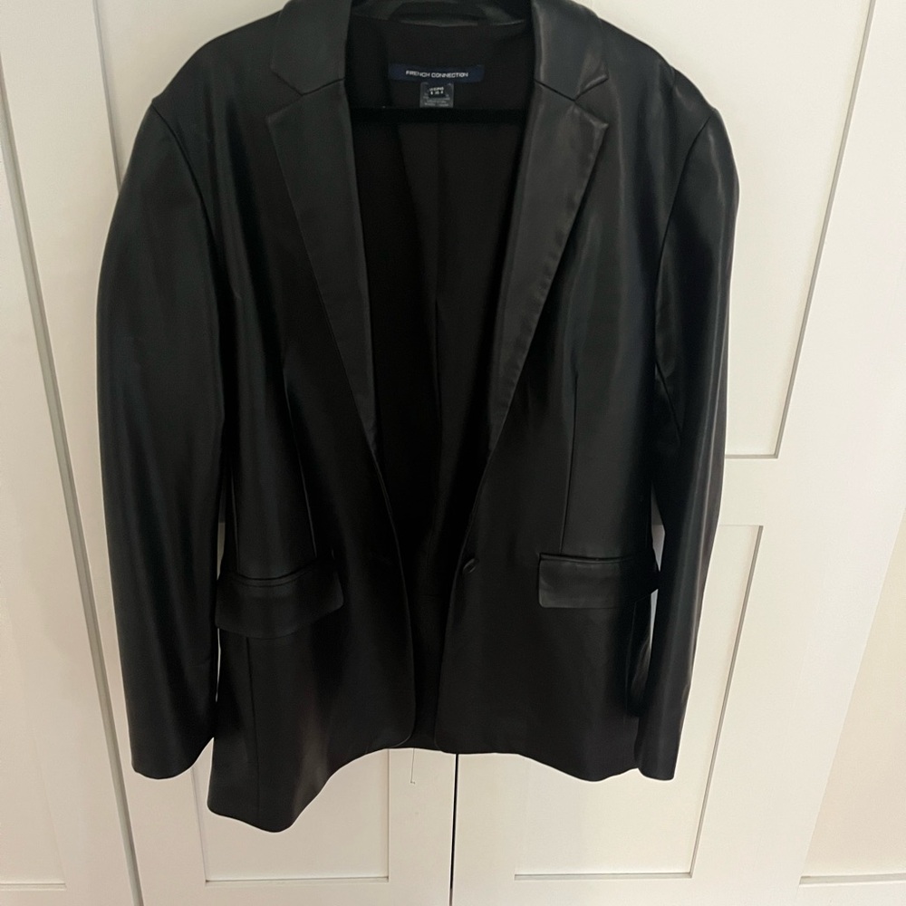 French Connection black Faux Leather Blazer